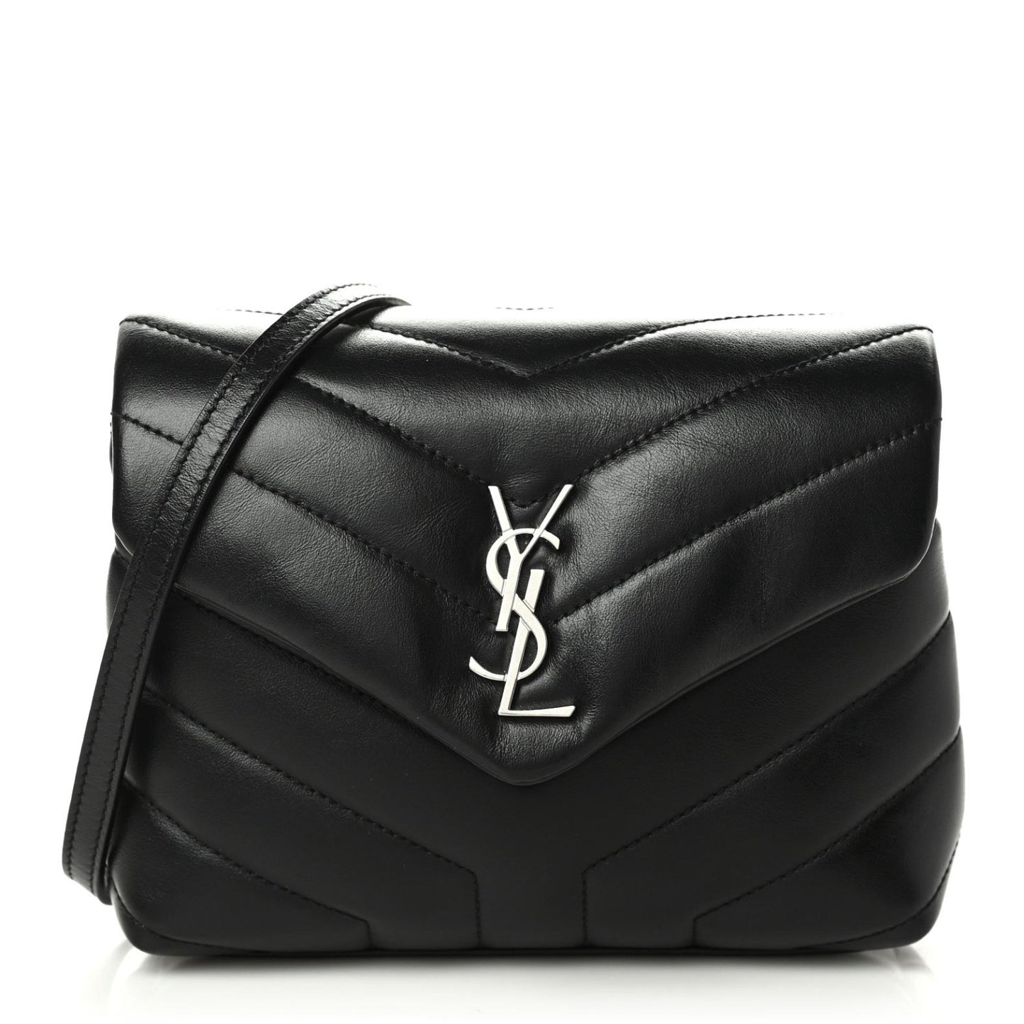 Calfskin Y Quilted Monogram Toy Loulou Crossbody Bag Black