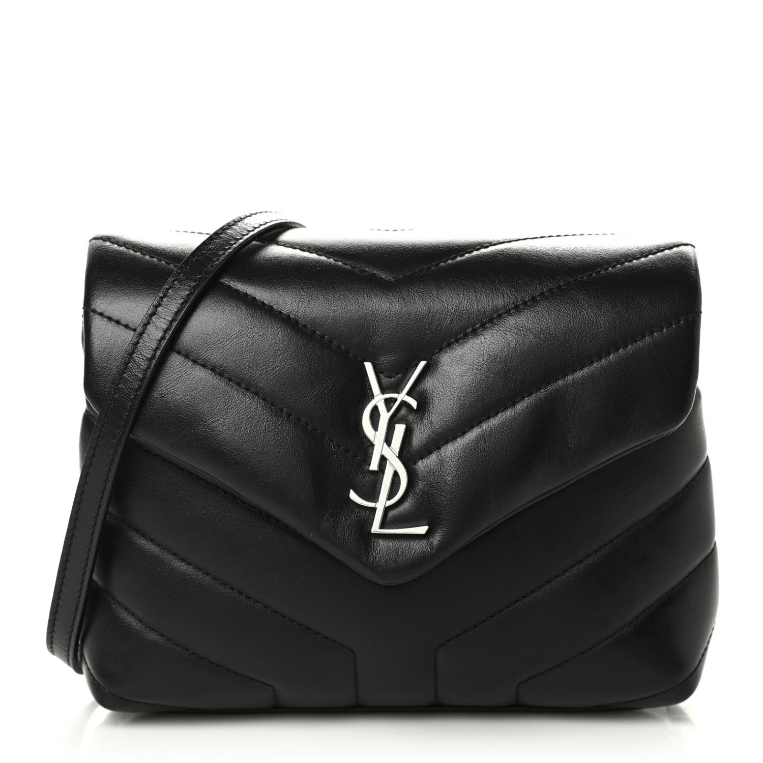 Saint Laurent Calfskin Y Quilted Monogram Toy Loulou Crossbody Bag Black 1 of 9