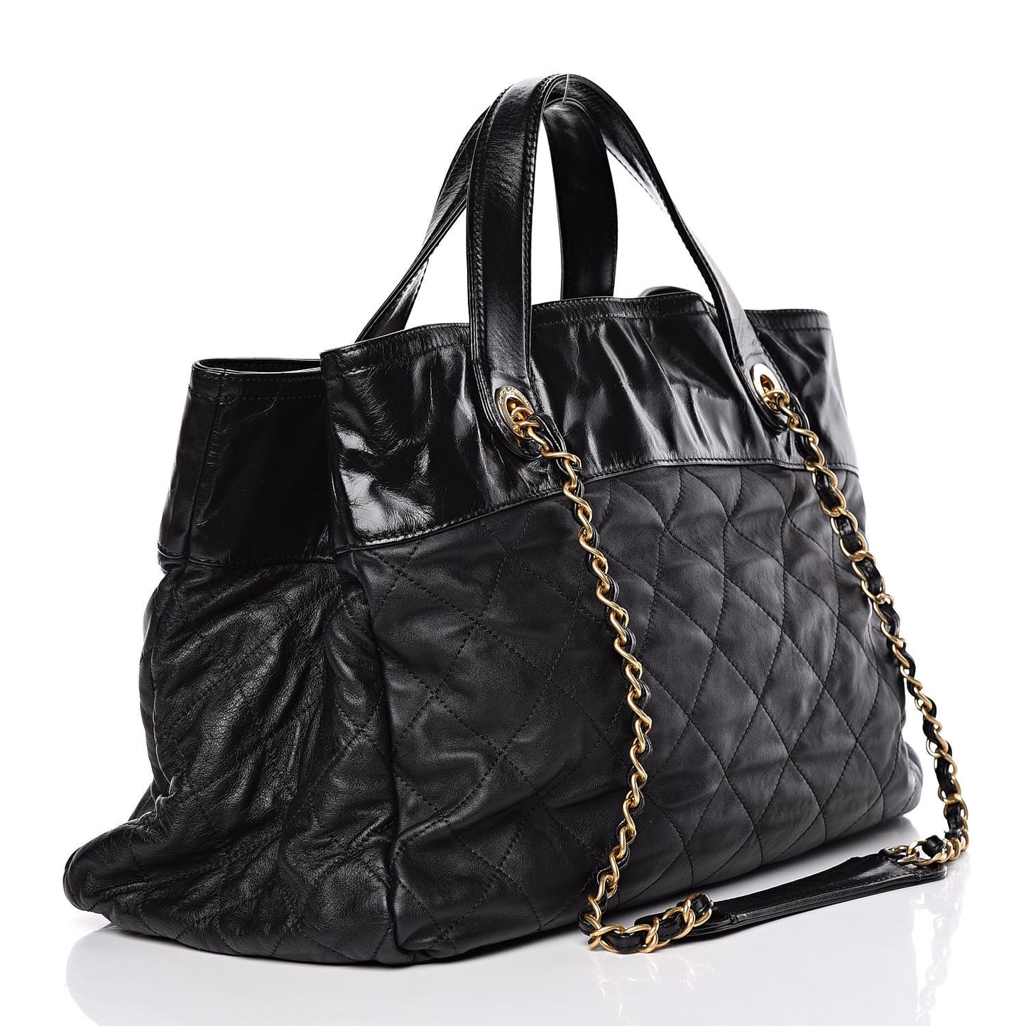 Iridescent Calfskin Large In the Mix Tote Black