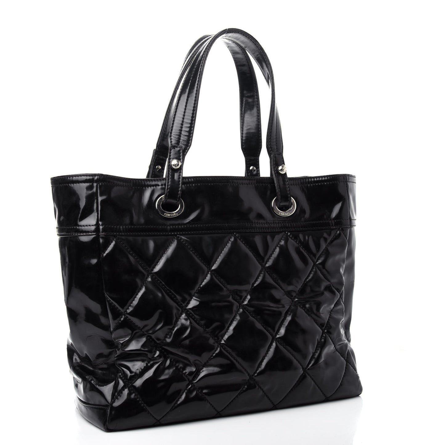 Vinyl Quilted Large Paris Biarritz Tote Black