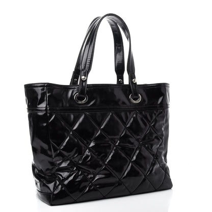 Chanel Vinyl Quilted Large Paris Biarritz Tote Black 3 of 12