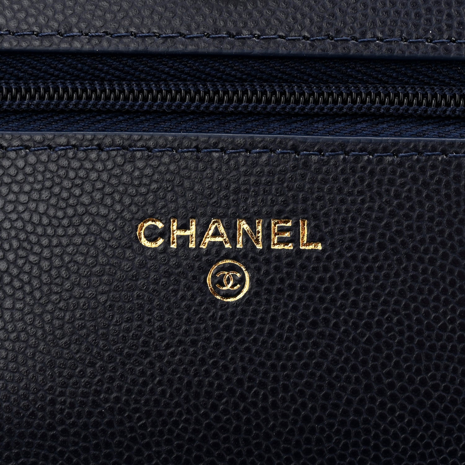 Chanel Caviar Quilted Hammered CC Wallet on Chain WOC Navy Blue 6 of 12