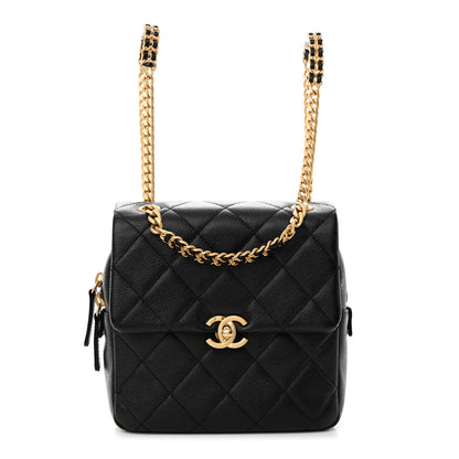 Chanel Shiny Caviar Quilted Chain Melody Backpack Black 1 of 11