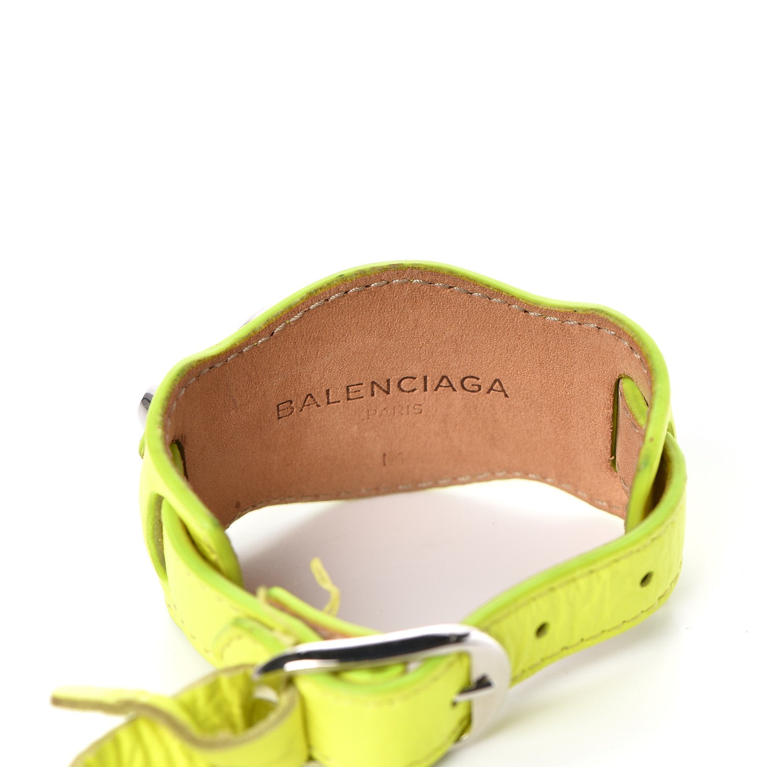 Balenciaga Agneau Arena Classic Hardware M Bracelet Jaune Fluo 4 of 5