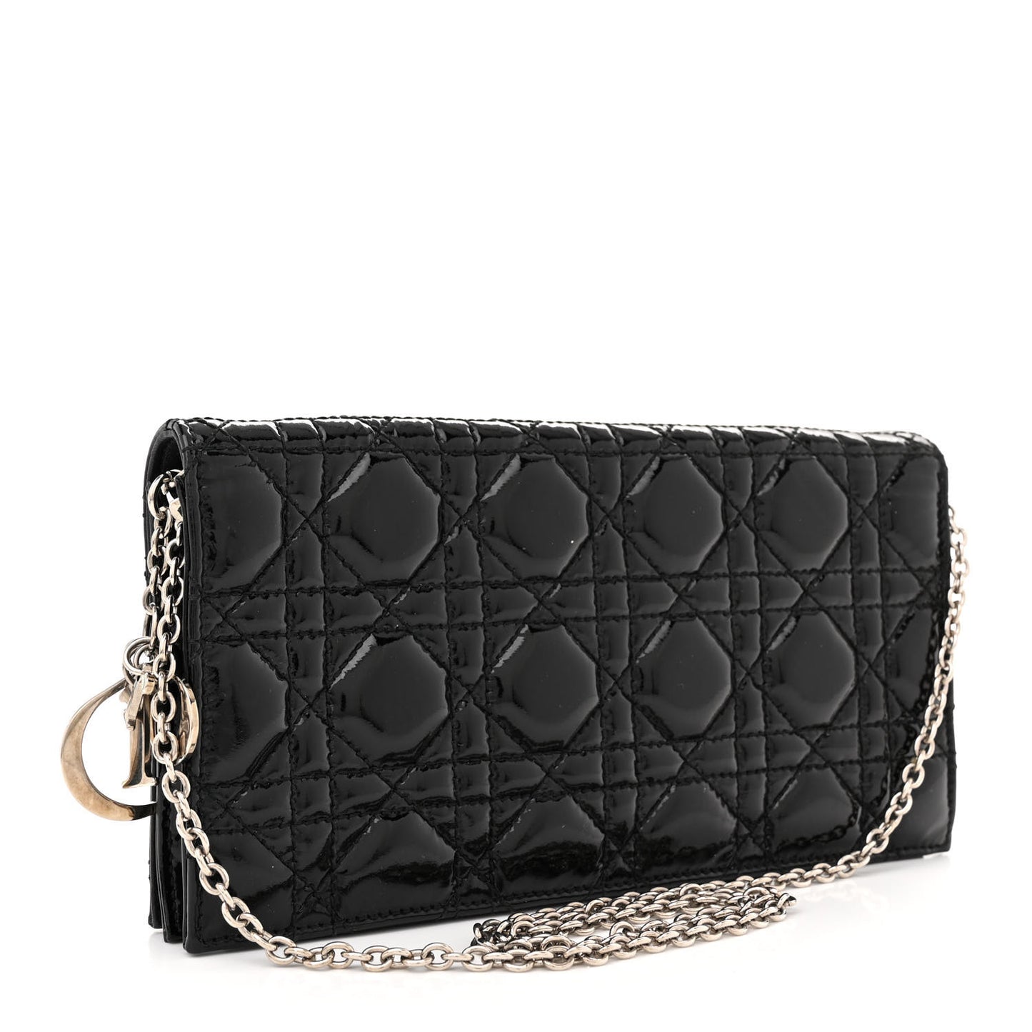 Patent Cannage Lady Dior Convertible Clutch Black