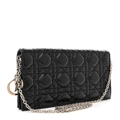 Christian Dior Patent Cannage Lady Dior Convertible Clutch Black 3 of 12