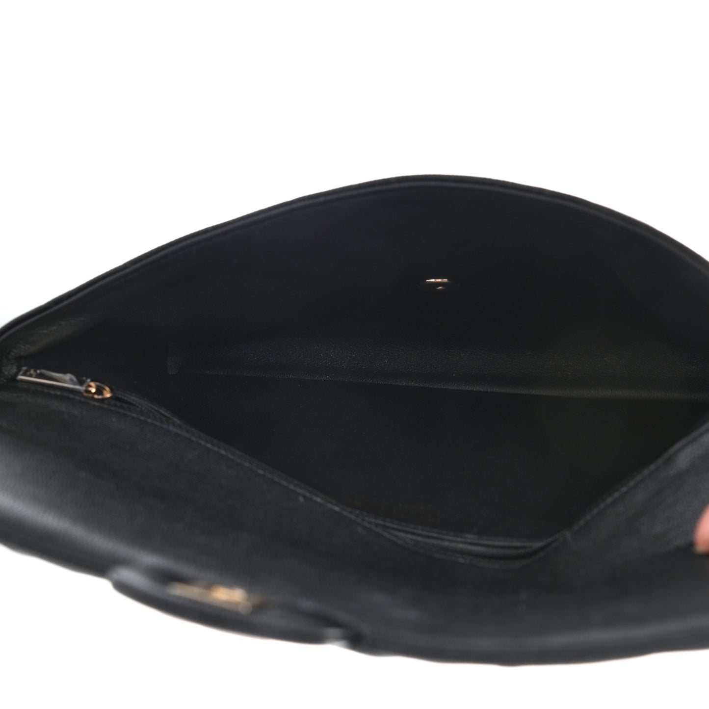 Caviar Quilted Flap Clutch Black