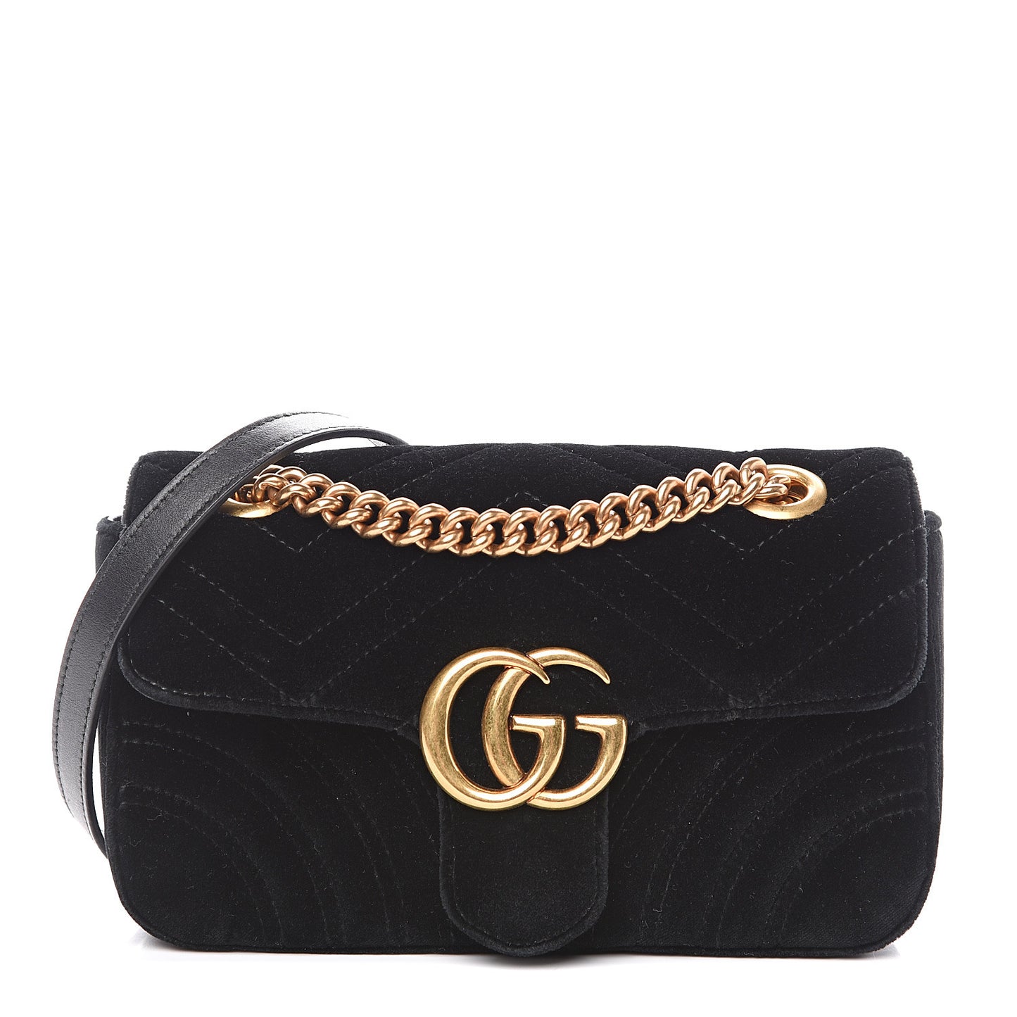 Velvet Matelasse Mini GG Marmont Shoulder Bag Black