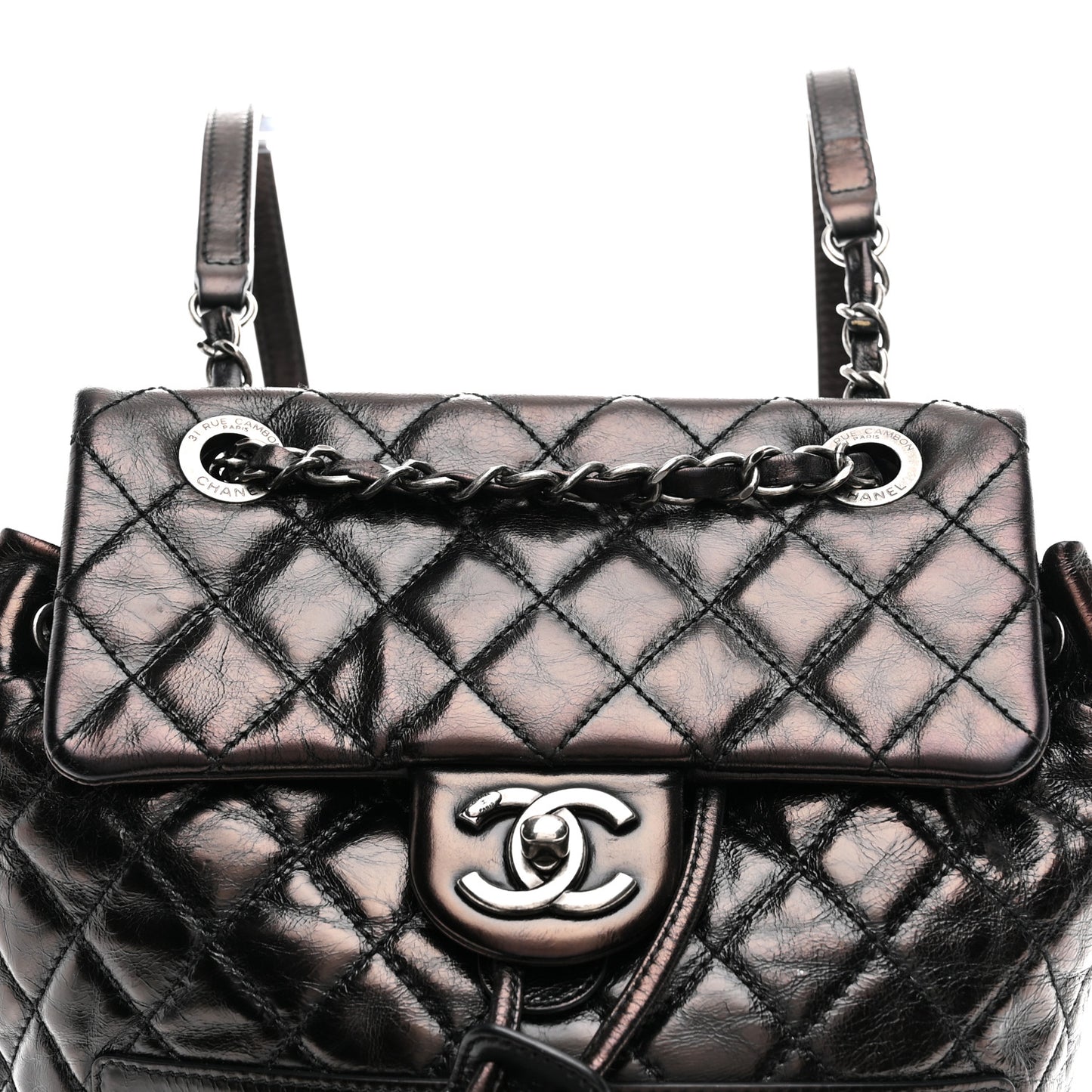 Glazed Calfskin Quilted Small Salzburg Mountain Backpack Black