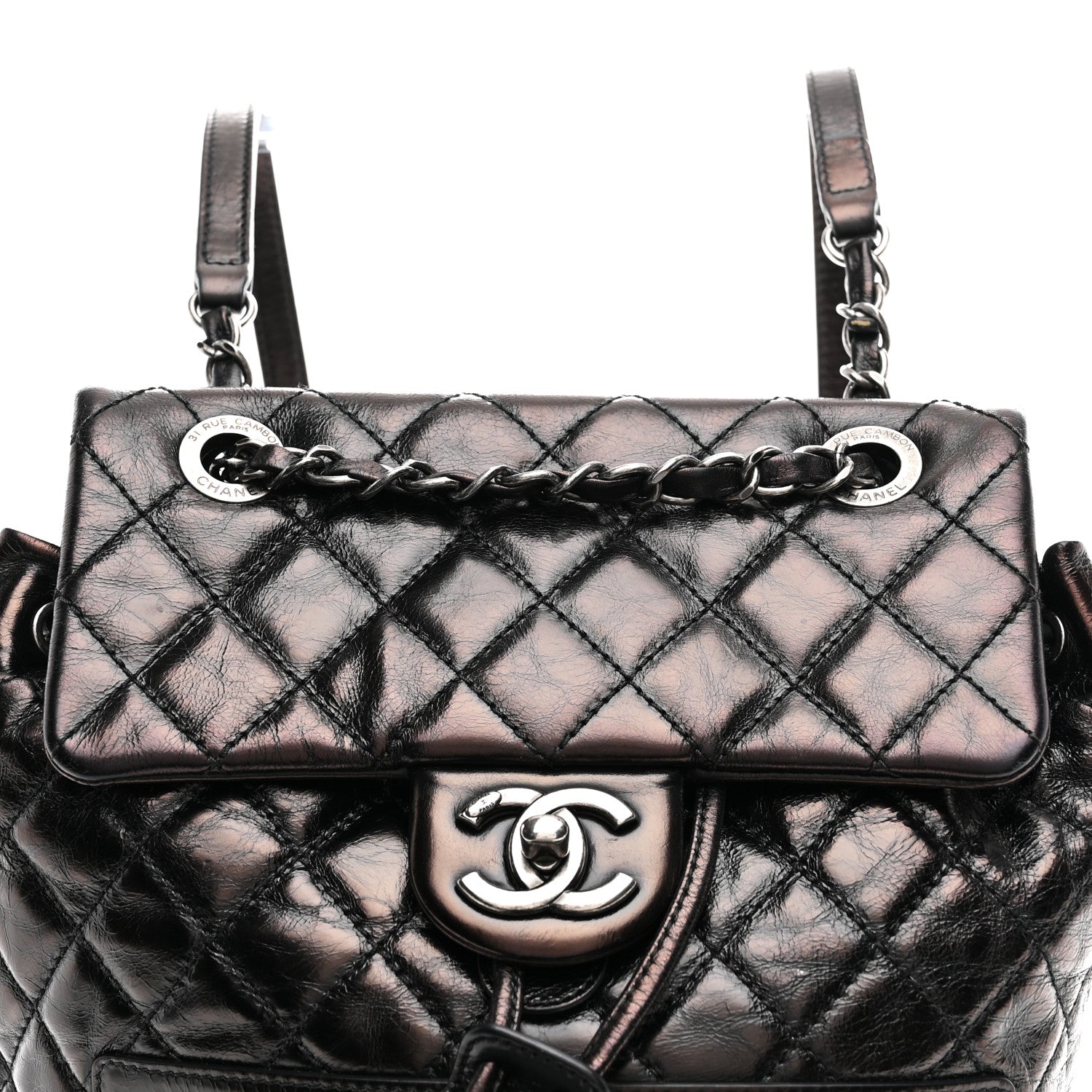 Chanel Glazed Calfskin Quilted Small Salzburg Mountain Backpack Black 8 of 10