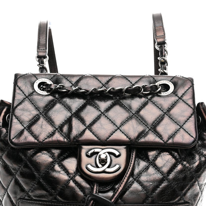 Chanel Glazed Calfskin Quilted Small Salzburg Mountain Backpack Black 8 of 10
