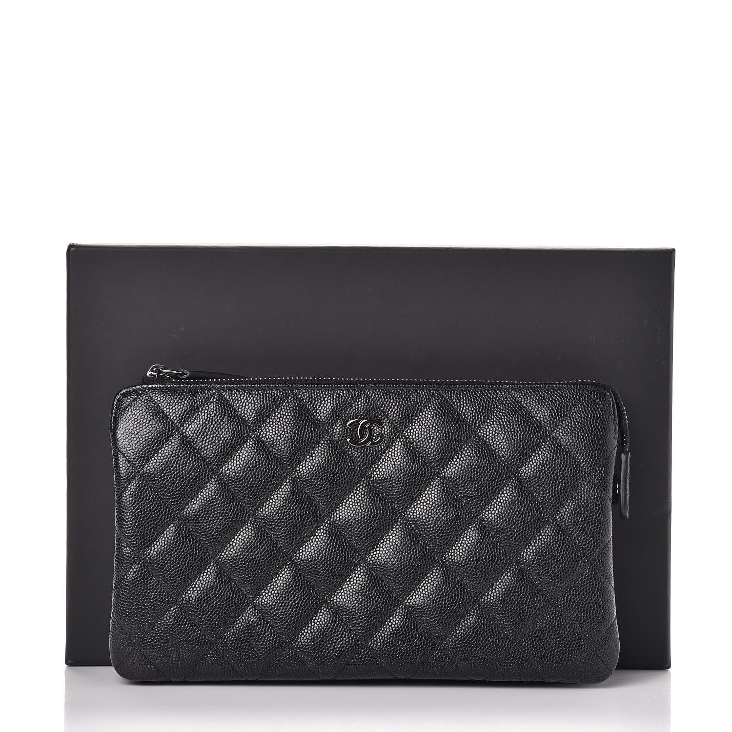 Chanel Iridescent Caviar Quilted Large Zipped Clutch Black 9 of 9