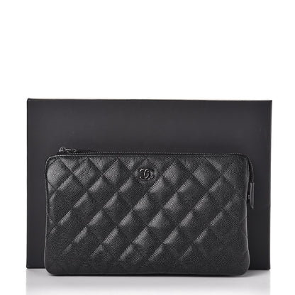 Chanel Iridescent Caviar Quilted Large Zipped Clutch Black 9 of 9