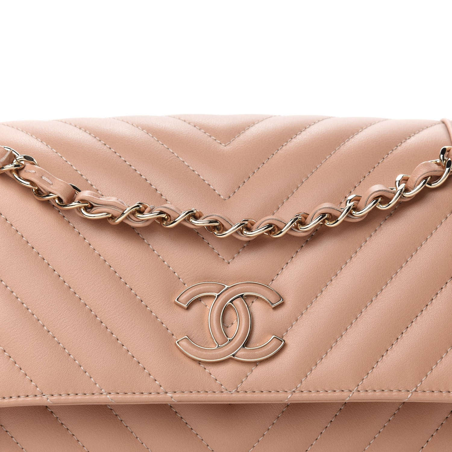 Chanel Calfskin Quilted Medium Daily Chevron Flap Beige 10 of 10