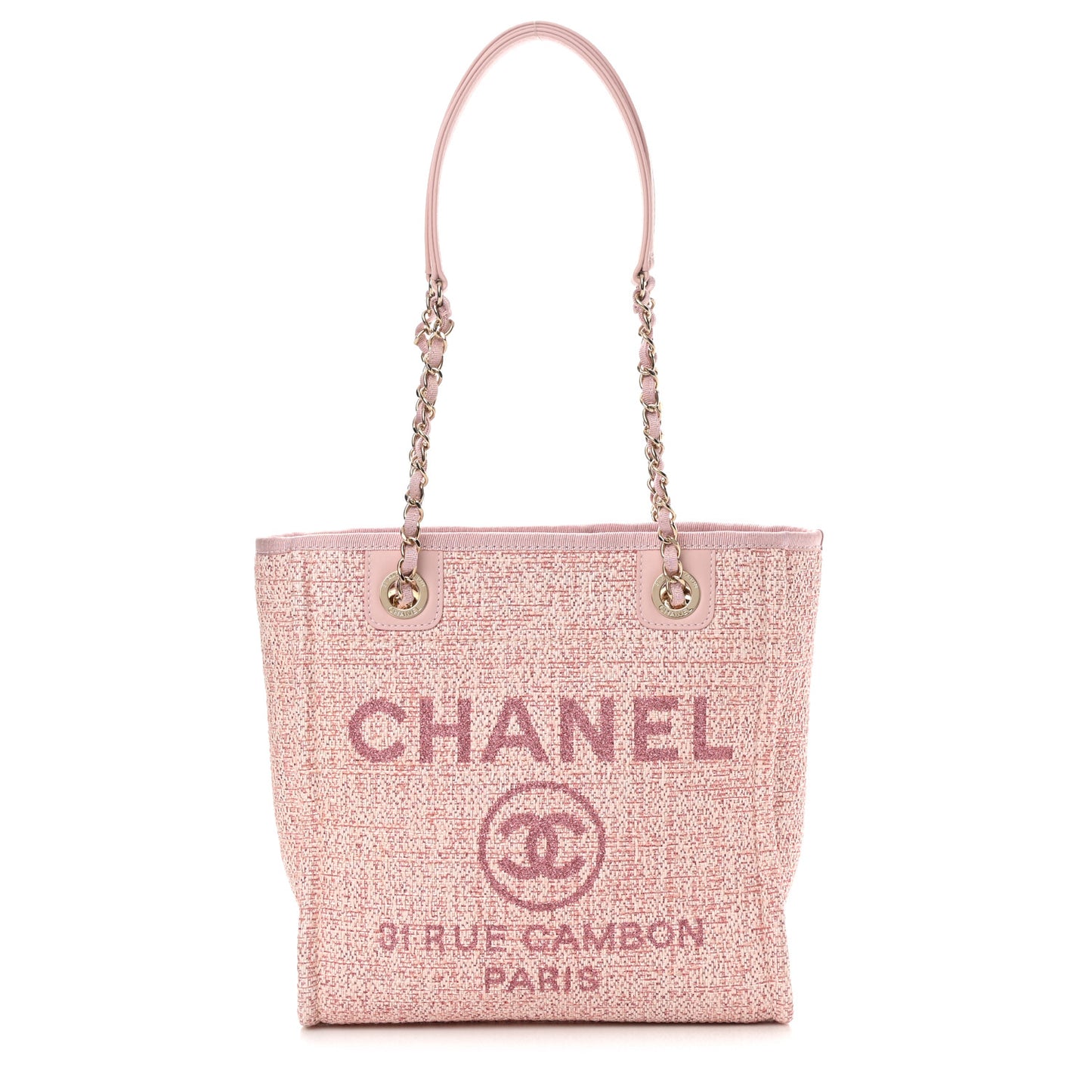 Lurex Boucle Mini Deauville Tote Pink