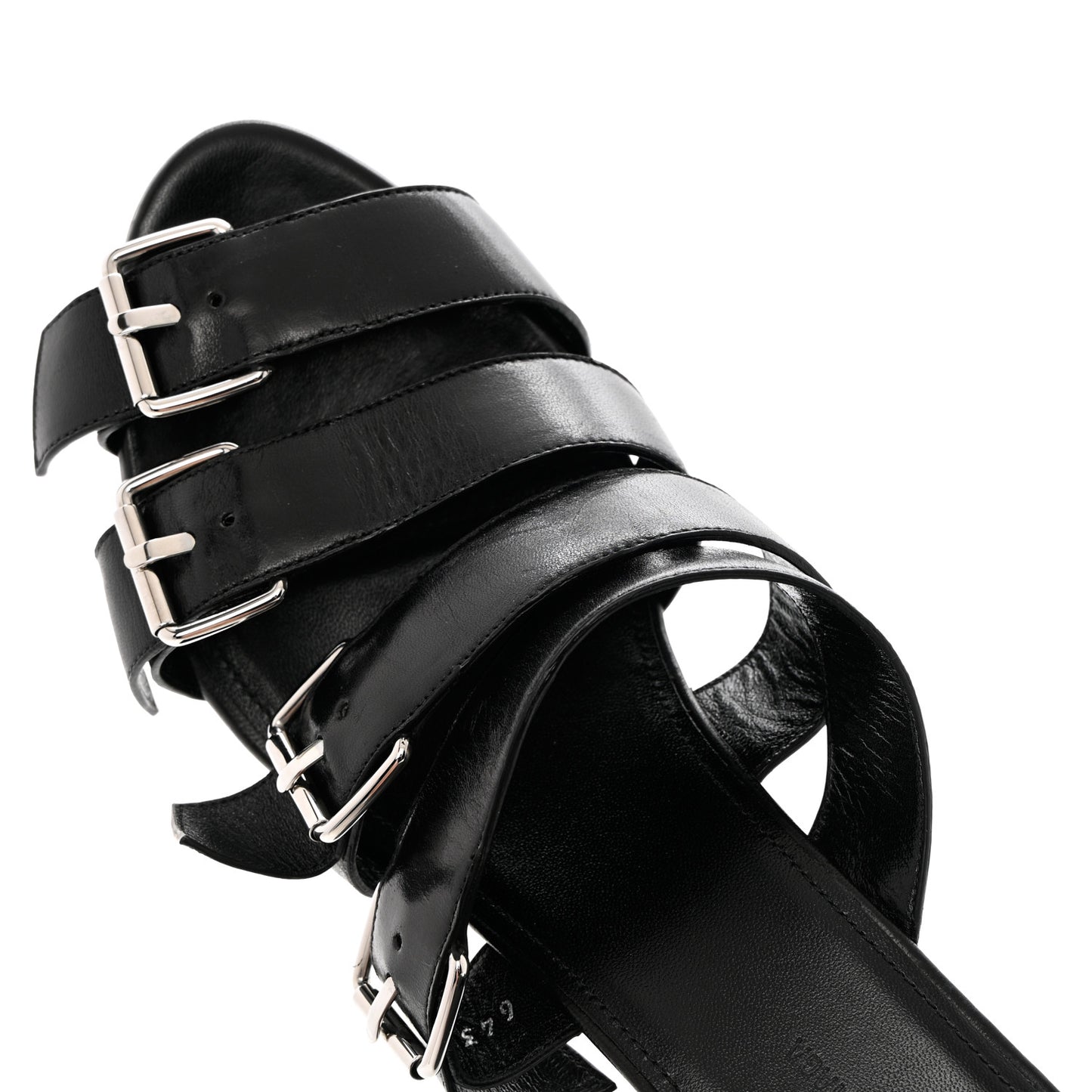 Shiny Sheepskin Bluckle K 80mm Sandals 39 Black