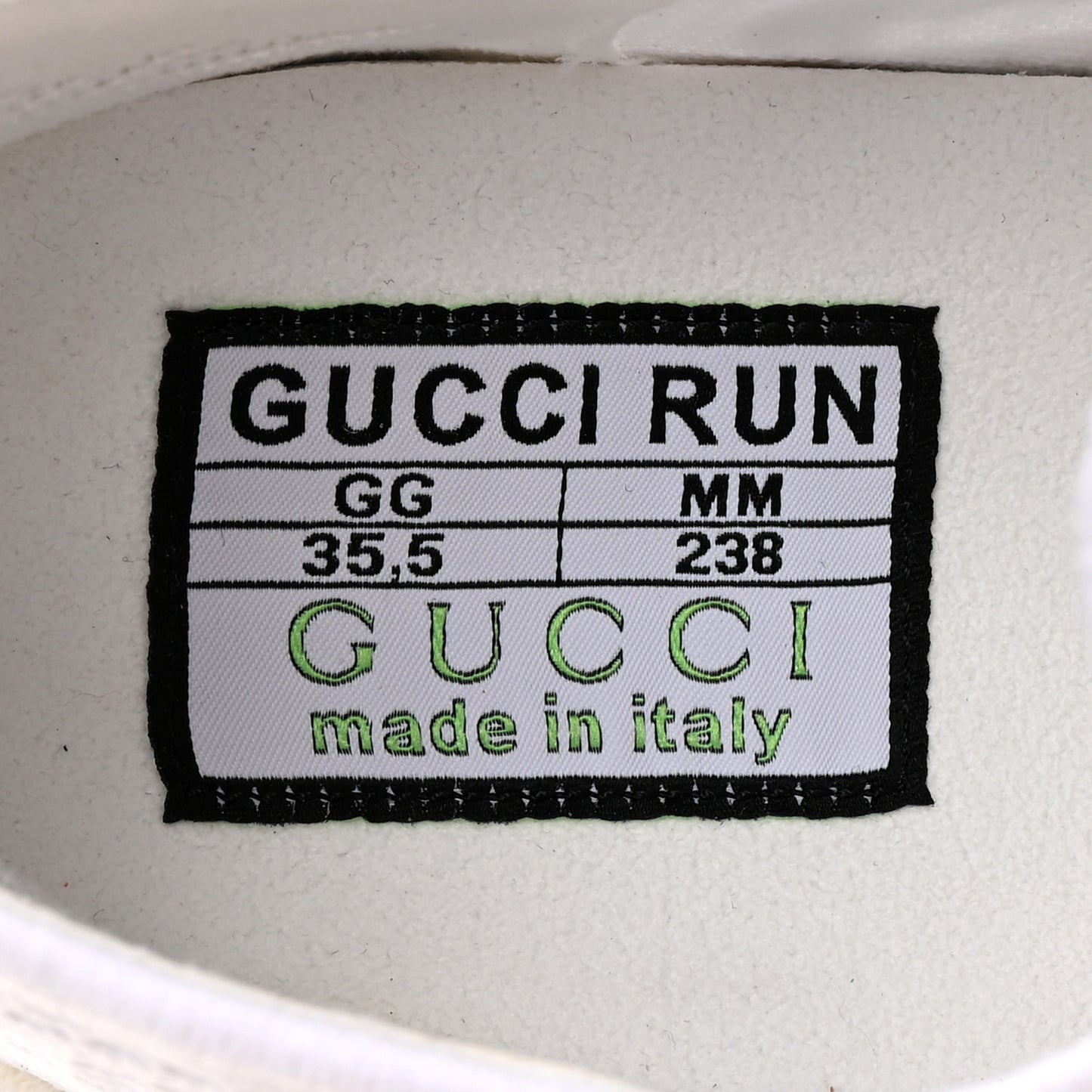 Technical Knit Fabric Waves Womens Gucci Run Sneakers 35.5 Great White Thunder