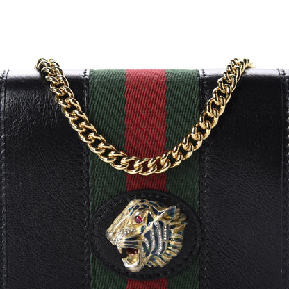 Gucci Calfskin Web Rajah Chain Card Case Wallet Black 10 of 11
