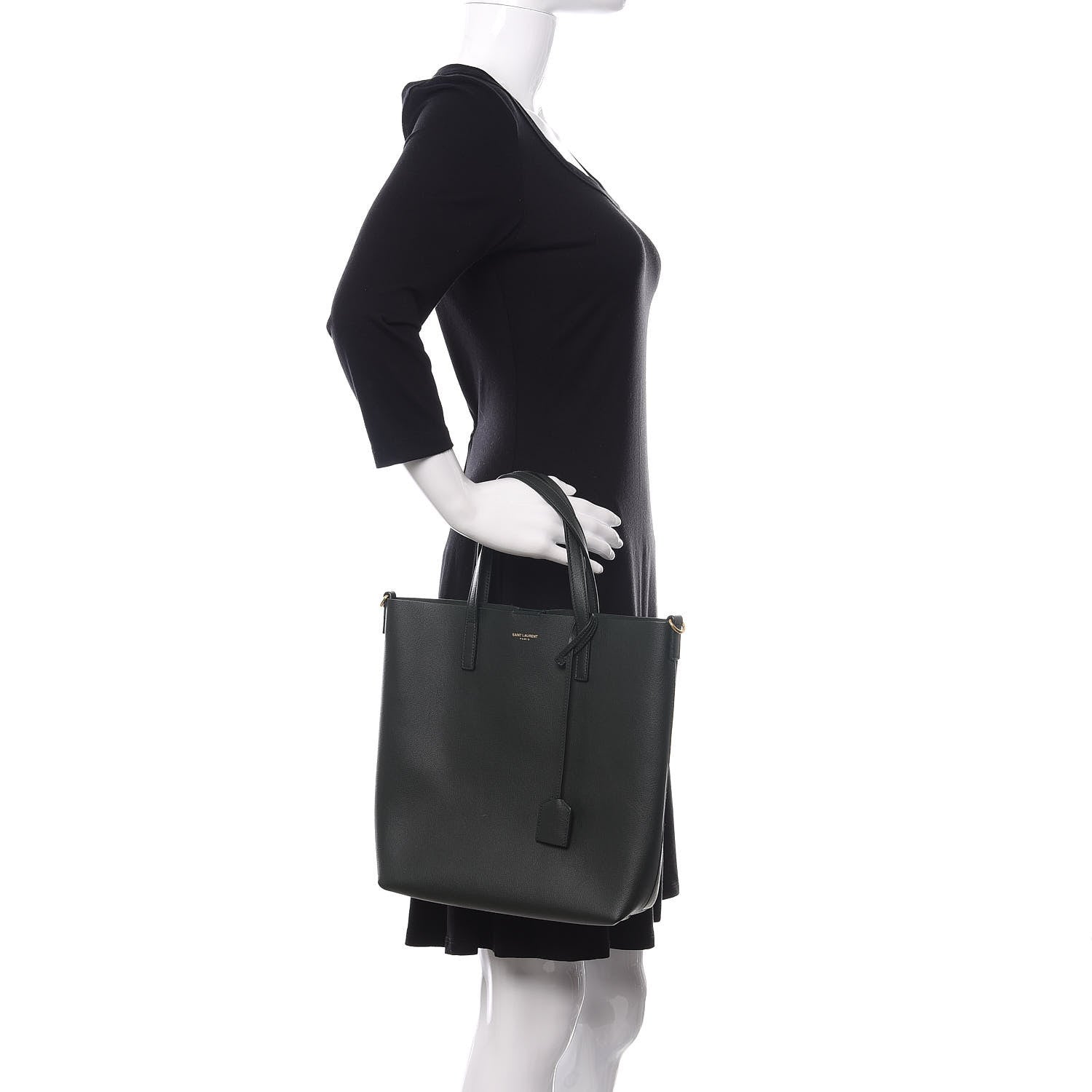 Saint Laurent Calfskin Toy Shopping Tote Dark Green 2 of 9