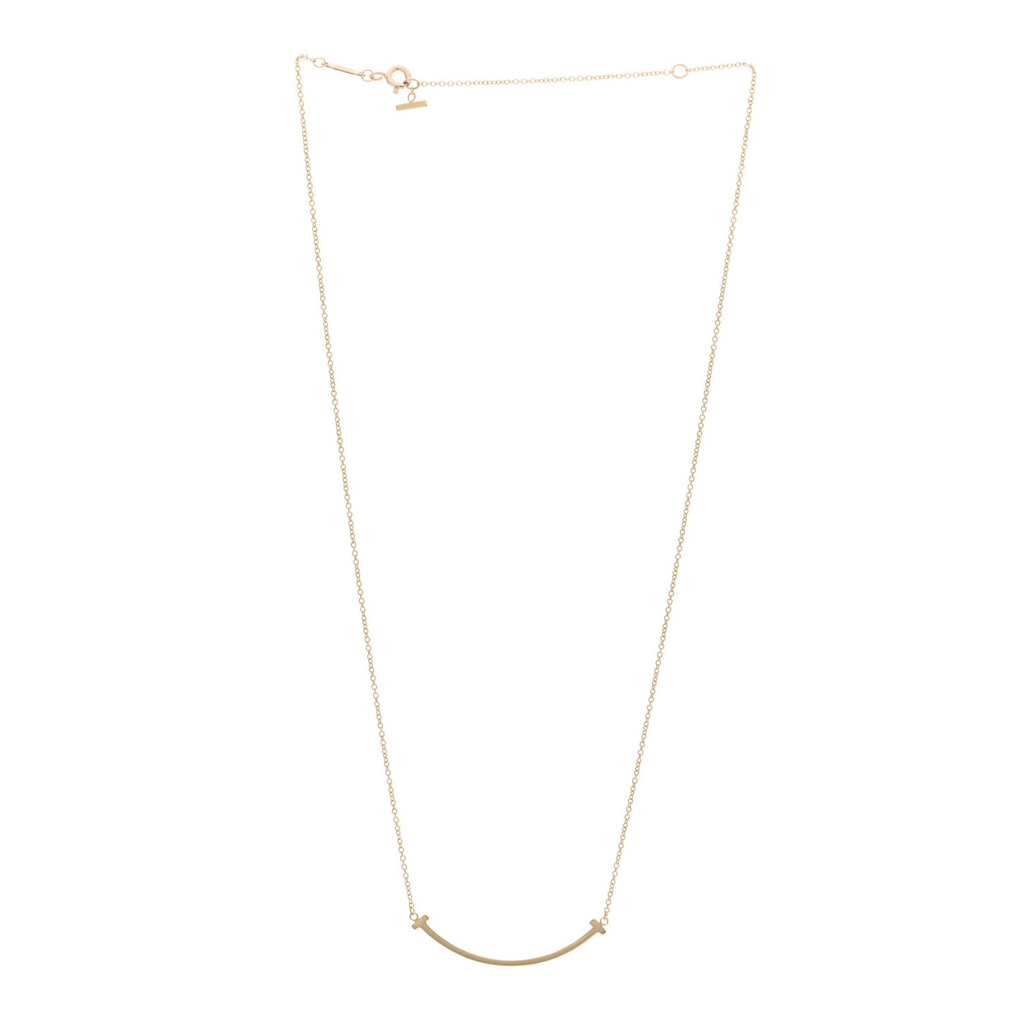 18K Yellow Gold Small T Smile Pendant Necklace