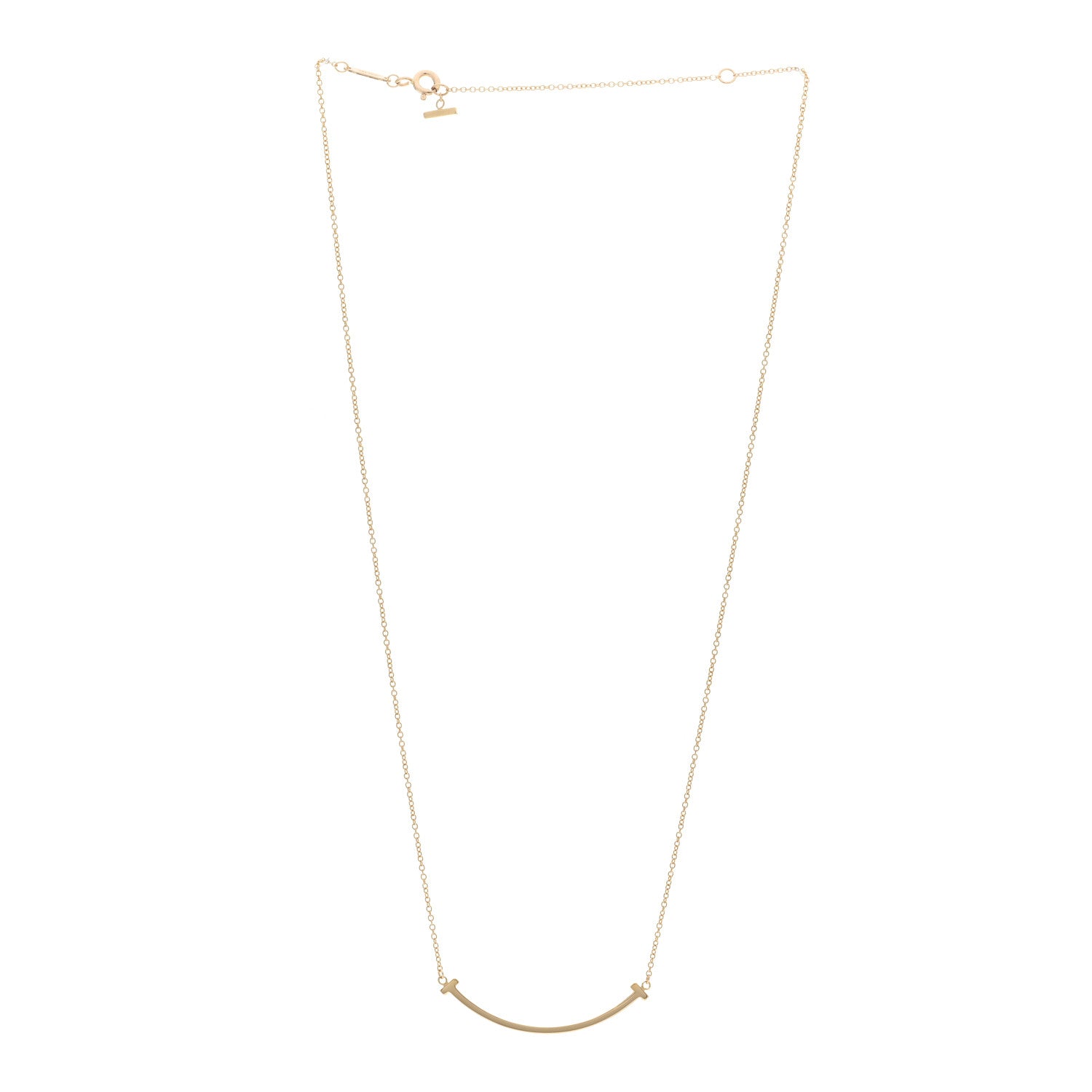 Tiffany 18K Yellow Gold Small T Smile Pendant Necklace 3 of 5