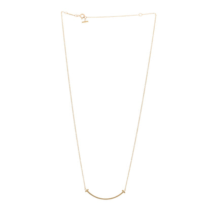 Tiffany 18K Yellow Gold Small T Smile Pendant Necklace 3 of 5