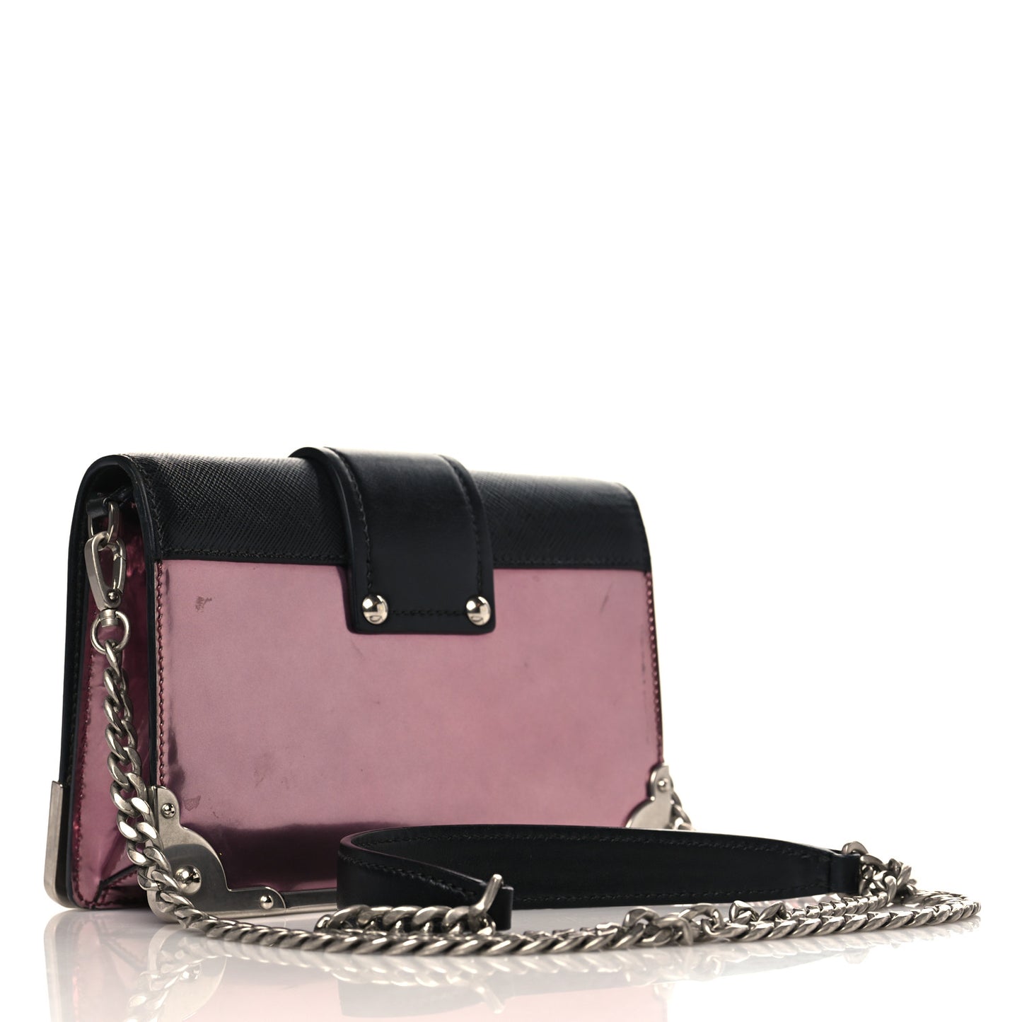 Metallic Vitello Saffiano Cahier Bag Ibisco Black