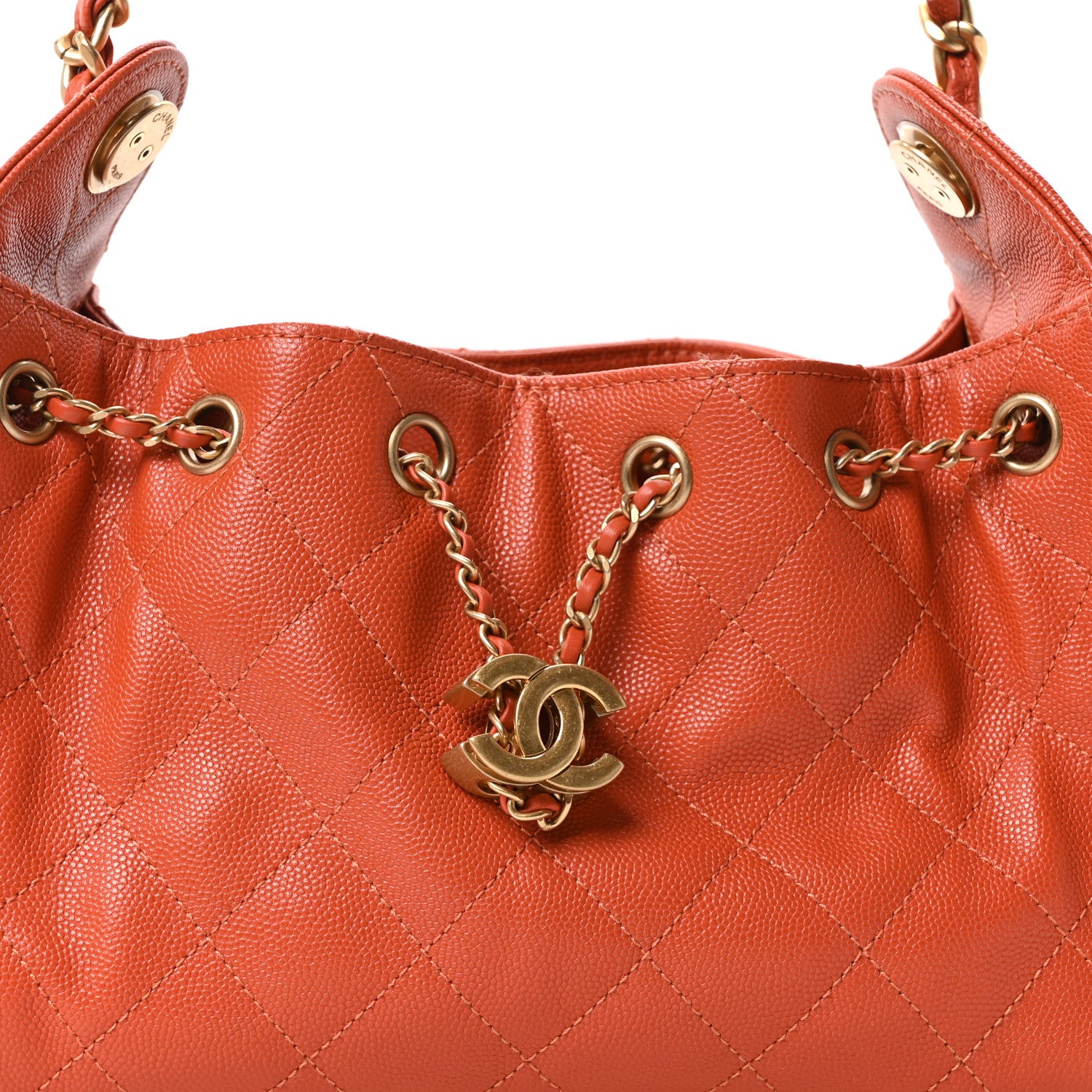 Chanel Caviar Quilted Mini Chanel 25 Handbag Dark Orange 8 of 10