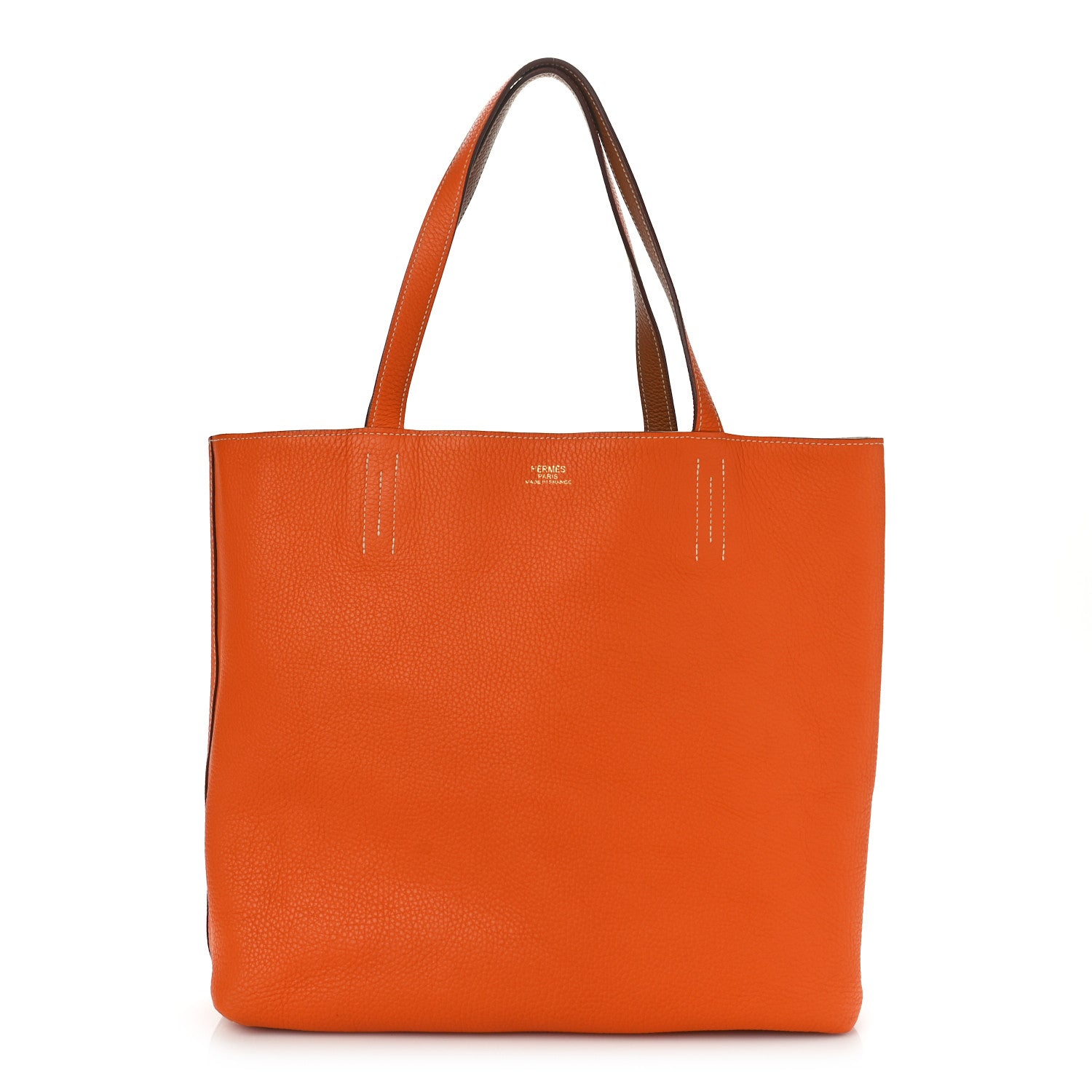 Hermes Taurillon Clemence Double Sens 45 Reversible Tote Orange Gold 1 of 10