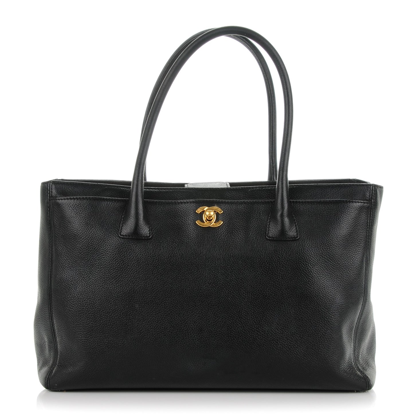 Calfskin Cerf Executive Shopper Tote Black