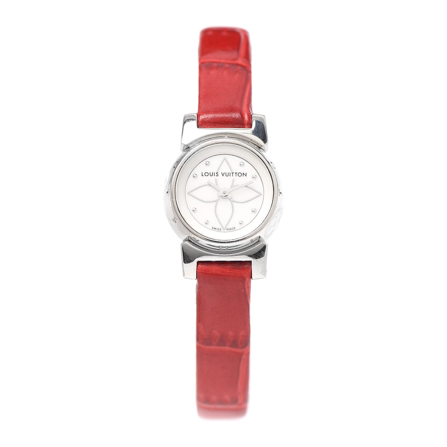 Stainless Steel Alligator Mother of Pearl 18mm Tambour Bijou Quartz Watch