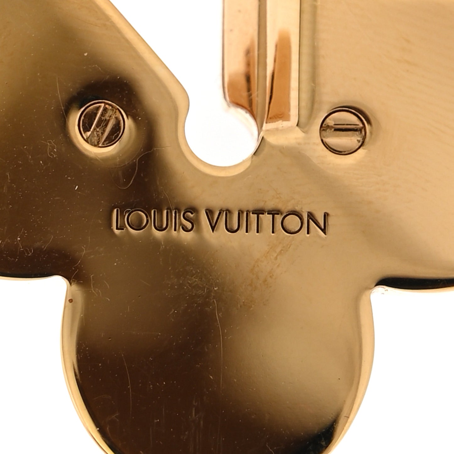 Metal Crystal LV Medallion Earrings Gold