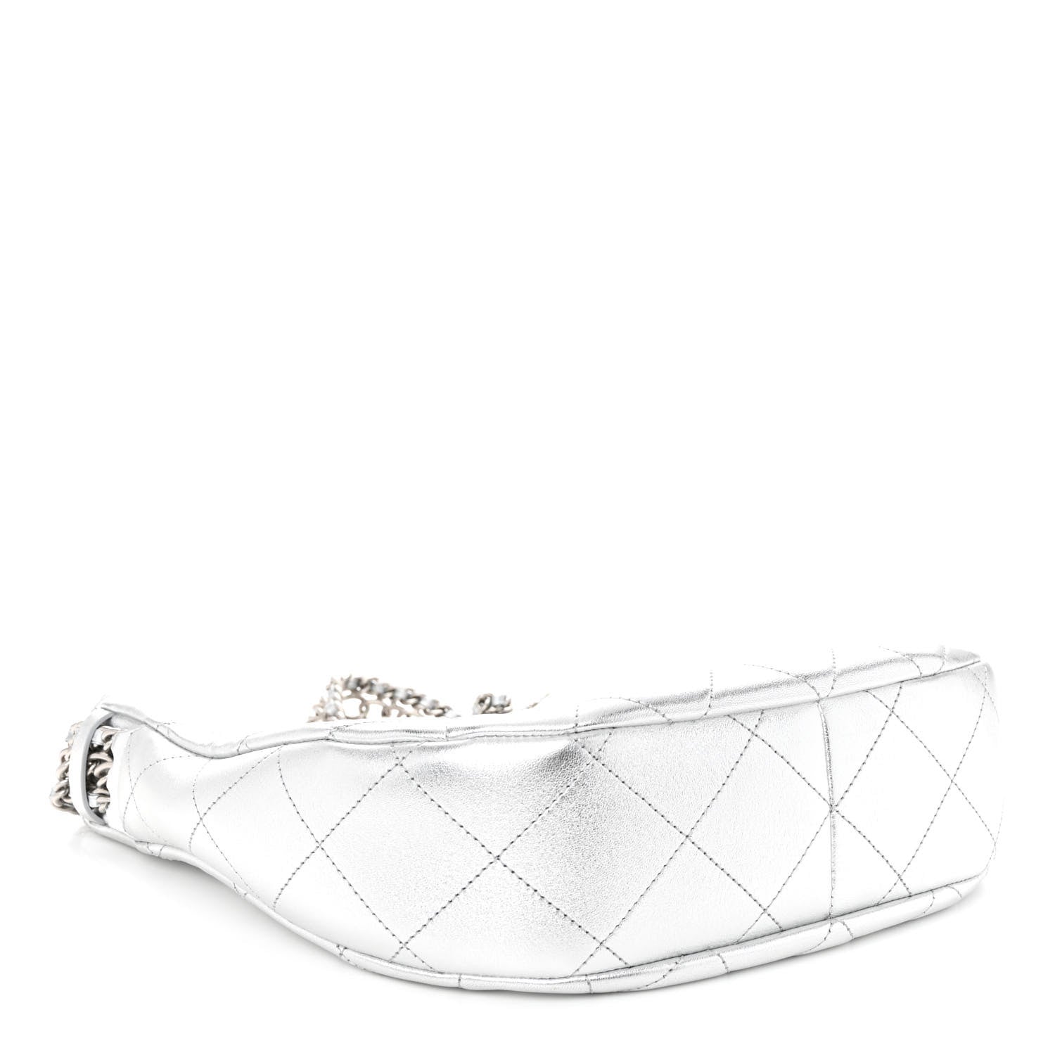 Chanel Metallic Lambskin Chain Rows Quilted Chain Hobo Silver 4 of 10