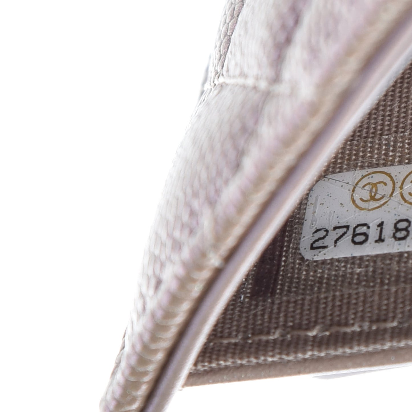 Iridescent Caviar Quilted Small Flap Wallet Beige