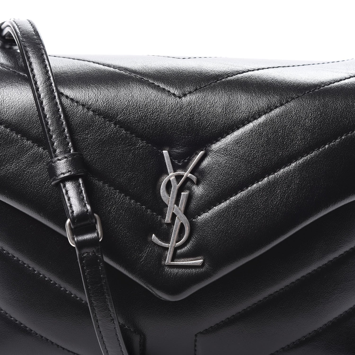 Saint Laurent Calfskin Y Quilted Monogram Toy Loulou Crossbody Bag Black 11 of 11