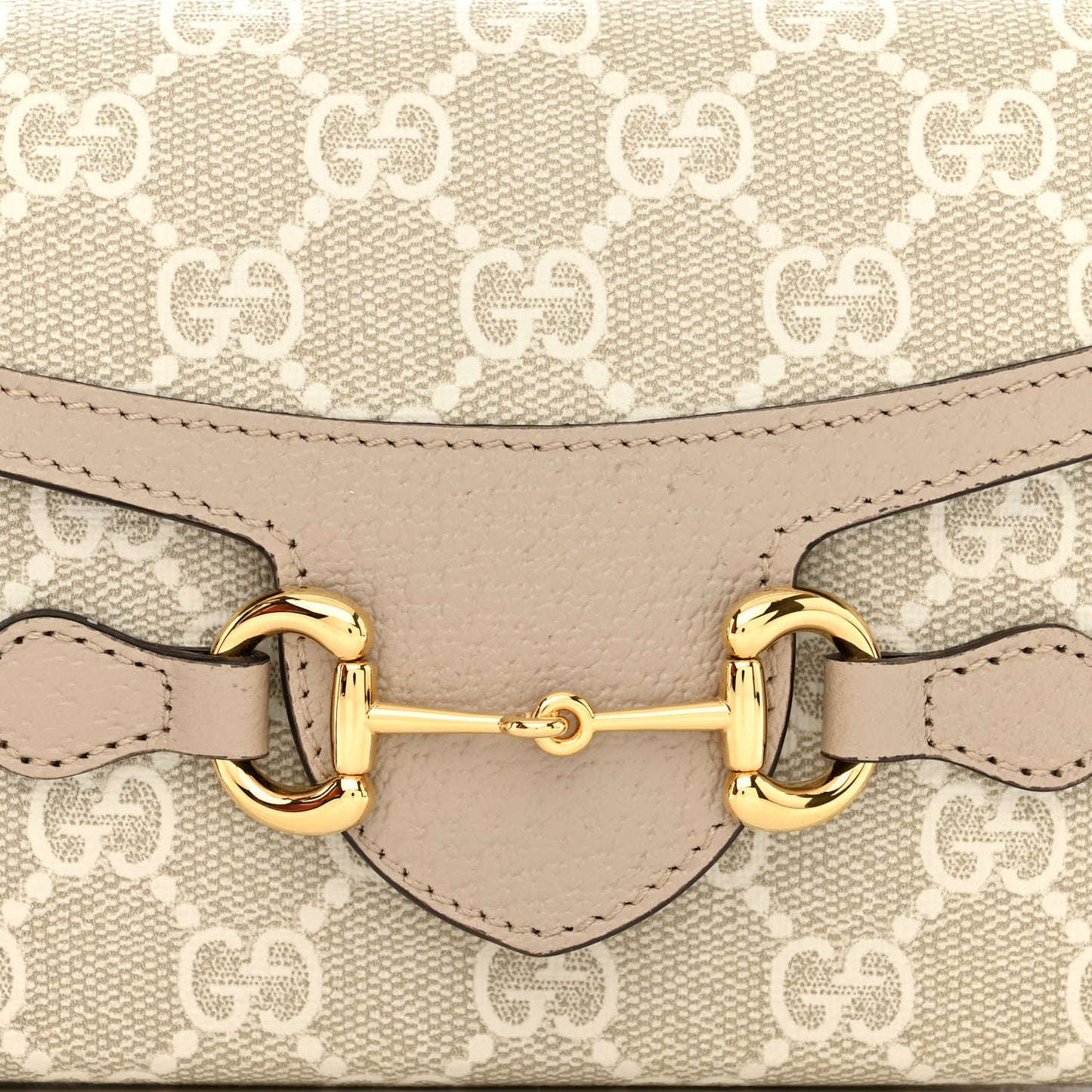 GG Supreme Monogram Textured Dollar Calfskin Mini Horsebit 1955 Shoulder Bag Beige Mystic White Oatmeal