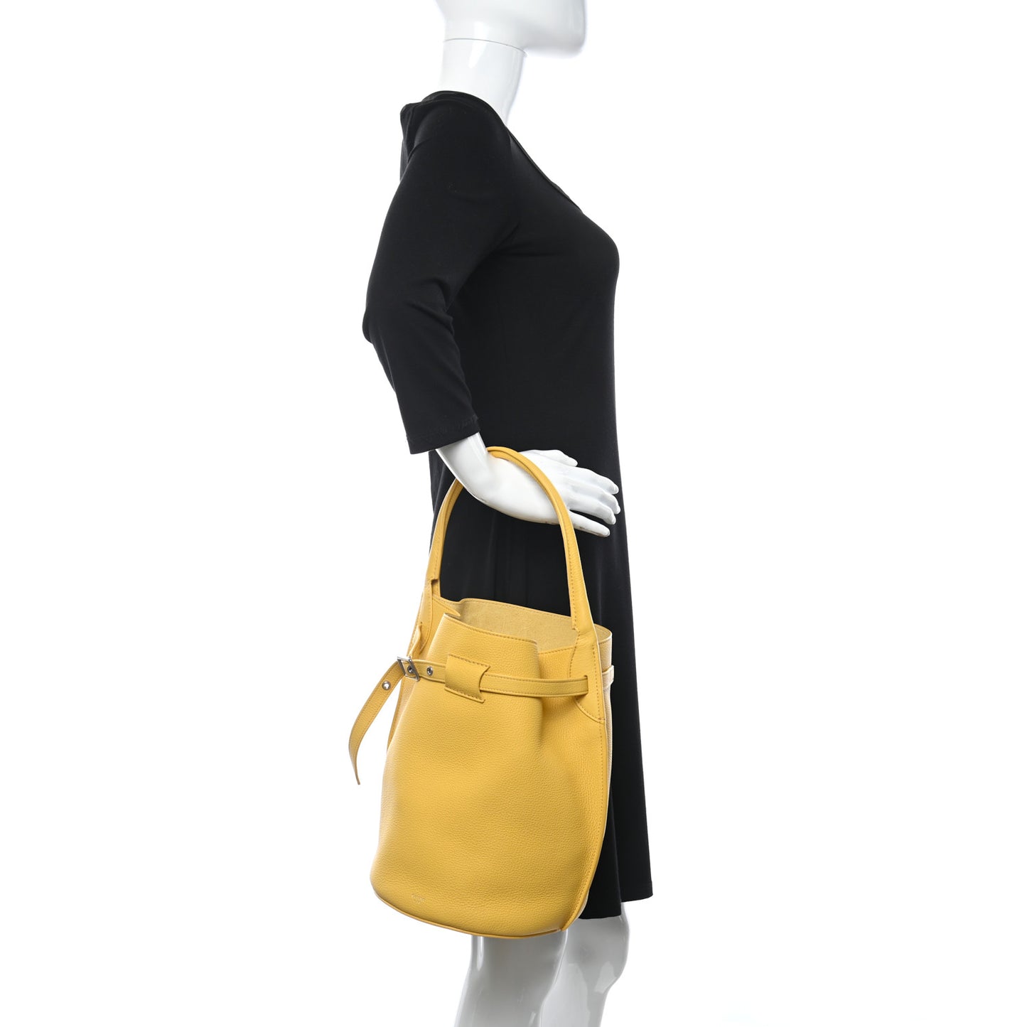 Supple Grained Calfskin Big Bag Bucket Yellow