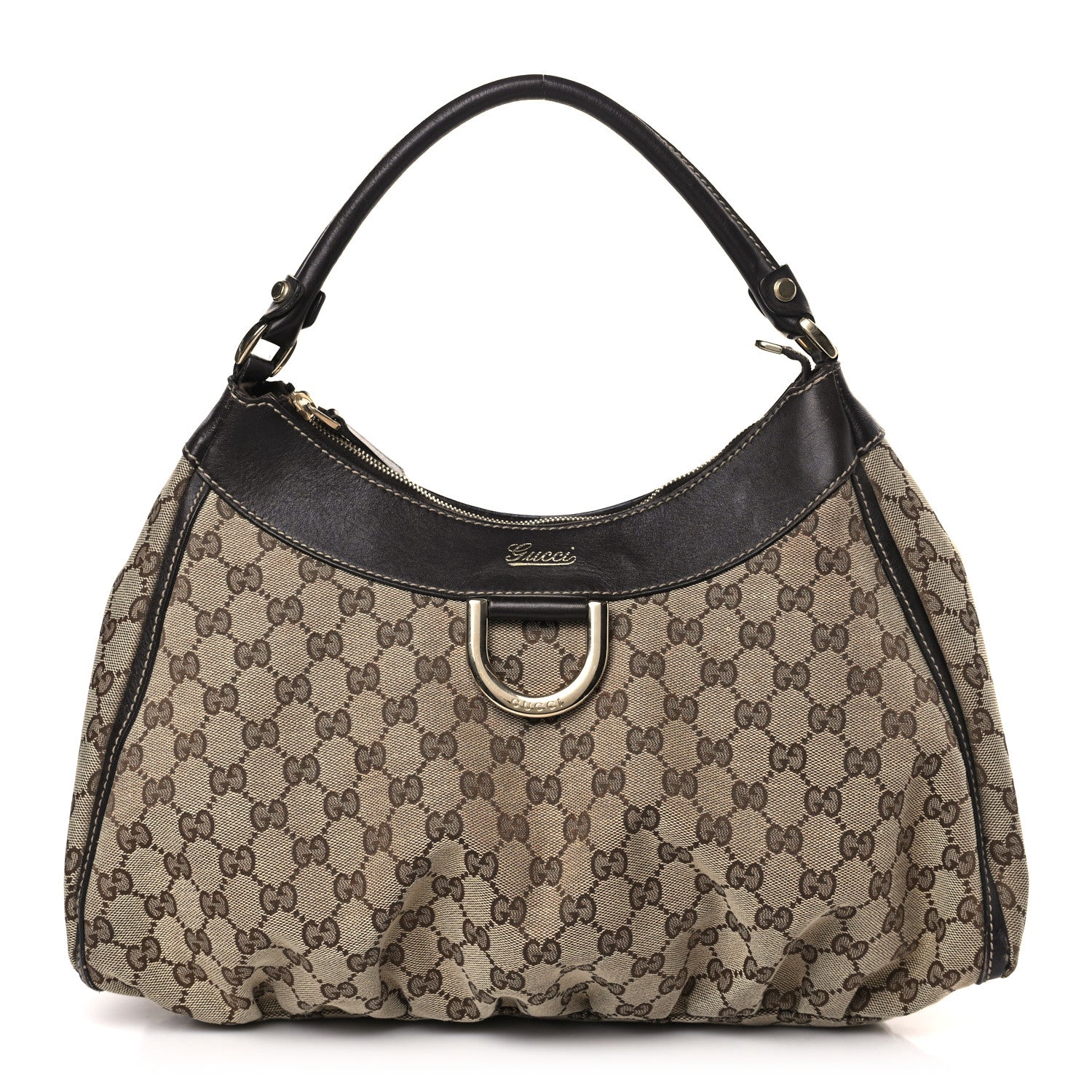 Gucci Monogram Large D Gold Hobo Dark Brown 1 of 10