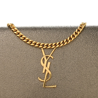 Saint Laurent Grained Metallic Calfskin Monogram Chain Wallet Bronze 9 of 17