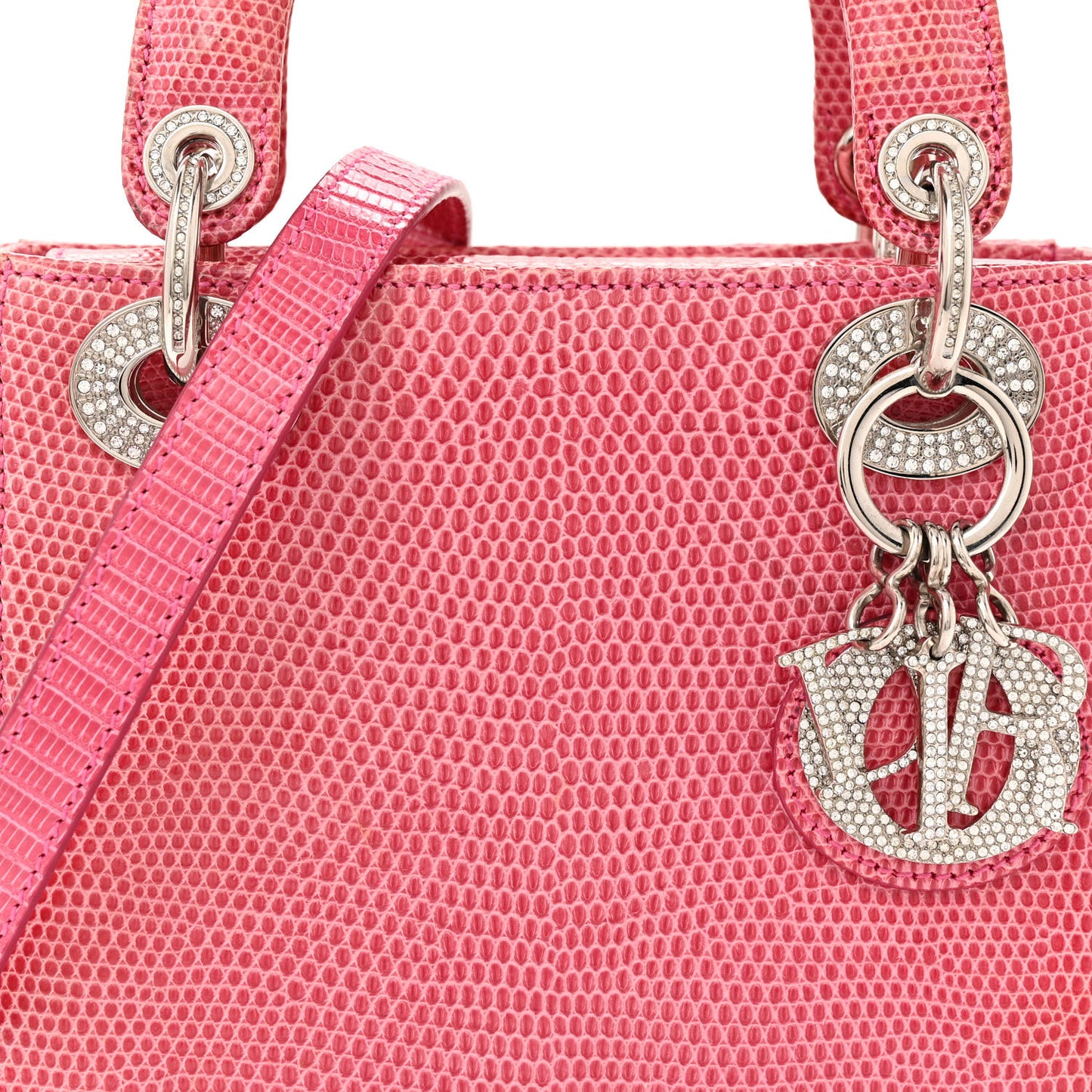 Lizard Swarovski Crystal Mini Lady Dior Pink