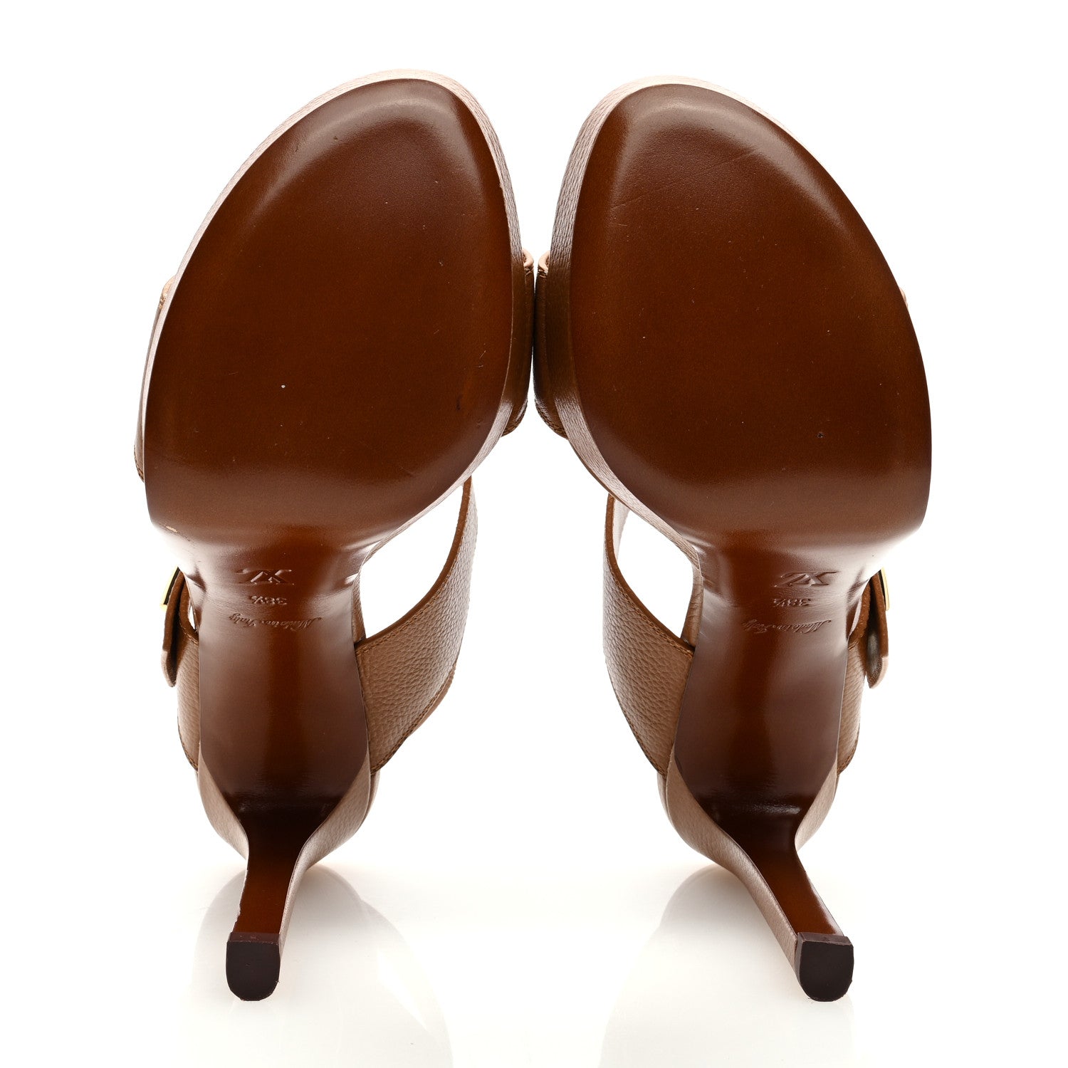 Louis Vuitton Grained Calfskin Horizon Platform Sandals 38.5 Cognac 5 of 7