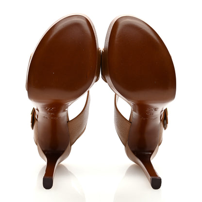 Louis Vuitton Grained Calfskin Horizon Platform Sandals 38.5 Cognac 5 of 7