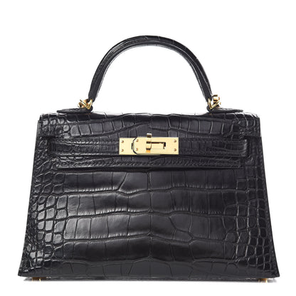 Hermes Matte Alligator Mini Kelly Sellier 20 Black 1 of 33