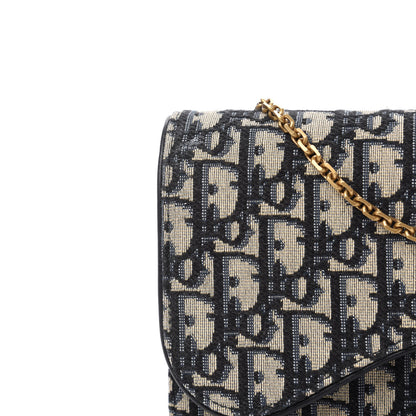 Christian Dior Oblique Saddle Chain Pouch Blue 9 of 10