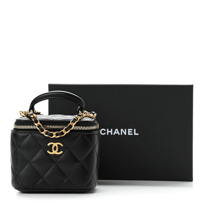 Chanel Lambskin Quilted Top Handle Mini Vanity Case With Chain Black 11 of 11
