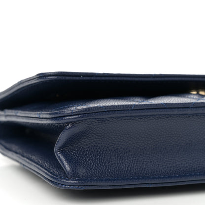 Chanel Caviar Quilted Wallet on Chain WOC Navy Blue 10 of 13