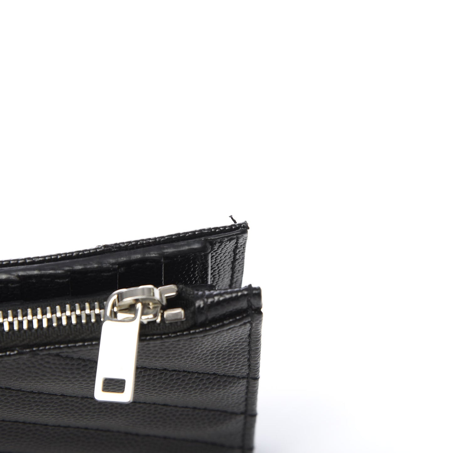 Grain De Poudre Matelasse Chevron Monogram Zipped Two-Part Wallet Black