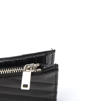Saint Laurent Grain De Poudre Matelasse Chevron Monogram Zipped Two-Part Wallet Black 8 of 9