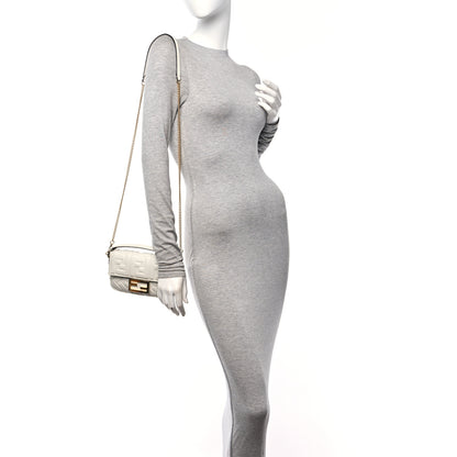 Fendi Nappa FF 1974 Embossed Mini Baguette White 3 of 10