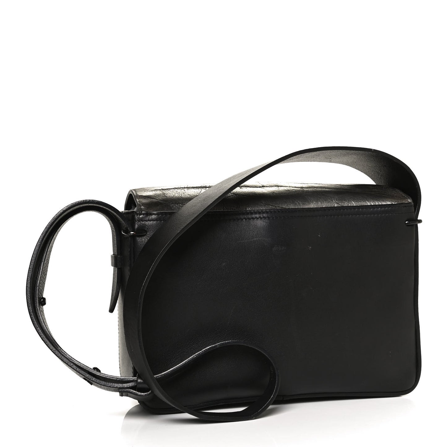 Metallic Calfskin Alix Crossbody Bag Black Gunmetal